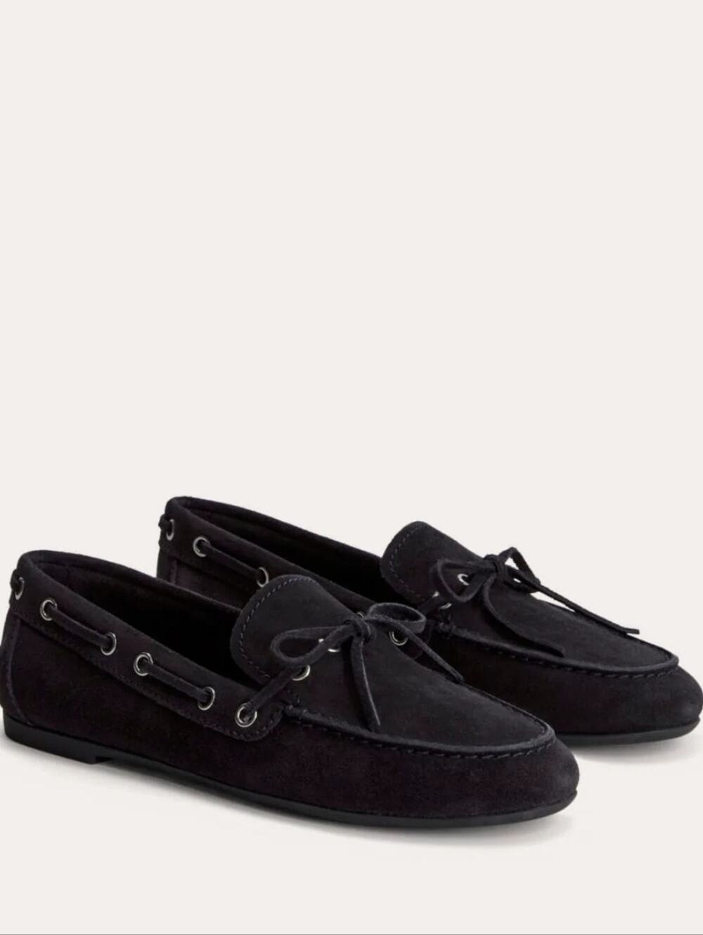 Everlane The Boat Suede Lace Loafers Navy Blue Slip On Moccasins Flat Size 9